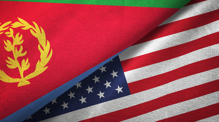 Fototapeta premium Eritrea and United States two flags textile cloth, fabric texture