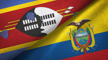 Eswatini Swaziland and Ecuador two flags textile cloth, fabric texture