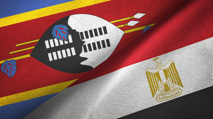 Eswatini Swaziland and Egypt two flags textile cloth