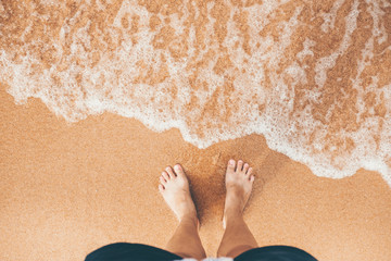 Women standing on beach , summer concept