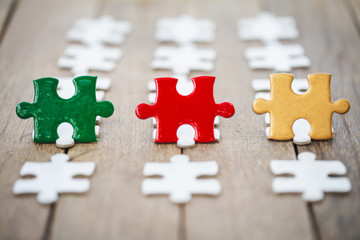 jigsaw puzzle and represent team support and help concept. business thinking.Concept business, teamwork and cooperation, strategy, cooperation.