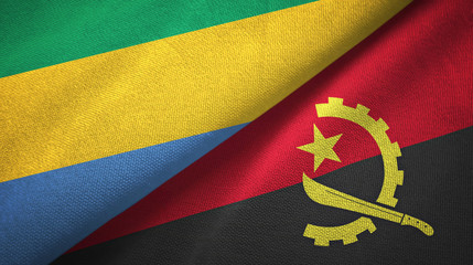 Gabon and Angola two flags textile cloth, fabric texture 