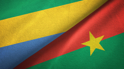 Gabon and Burkina Faso two flags textile cloth, fabric texture 