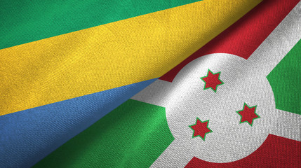 Gabon and Burundi two flags textile cloth, fabric texture 
