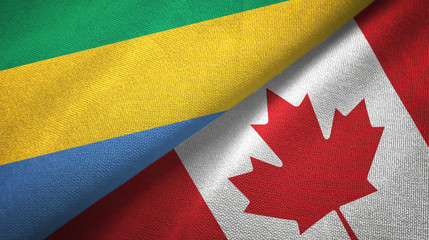 Gabon and Canada two flags textile cloth, fabric texture 