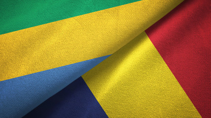 Gabon and Chad two flags textile cloth, fabric texture 