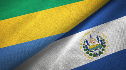 Gabon and El Salvador two flags textile cloth, fabric texture
