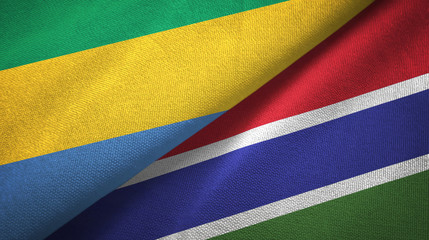 Gabon and Gambia two flags textile cloth, fabric texture