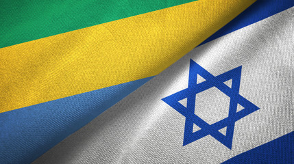 Gabon and Israel two flags textile cloth, fabric texture
