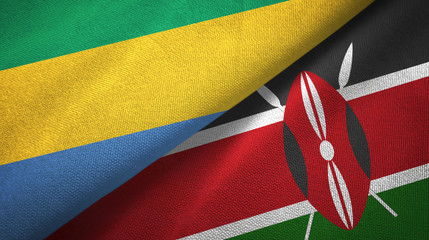 Gabon and Kenya two flags textile cloth, fabric texture