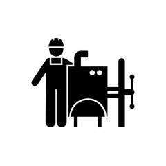 Assembly, factory, machinery, production, man icon. Element of manufacturing icon. Premium quality graphic design icon. Signs and symbols collection icon for websites, web design