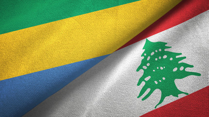 Gabon and Lebanon two flags textile cloth, fabric texture