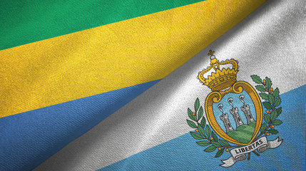 Gabon and San Marino two flags textile cloth, fabric texture