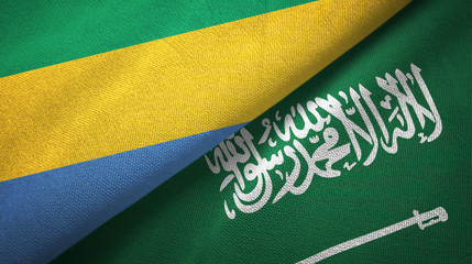 Gabon and Saudi Arabia flags textile cloth
