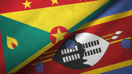 Fototapeta premium Grenada and Eswatini Swaziland two flags textile cloth