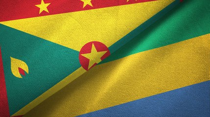 Grenada and Gabon two flags textile cloth, fabric texture