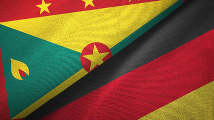 Fototapeta premium Grenada and Germany two flags textile cloth, fabric texture