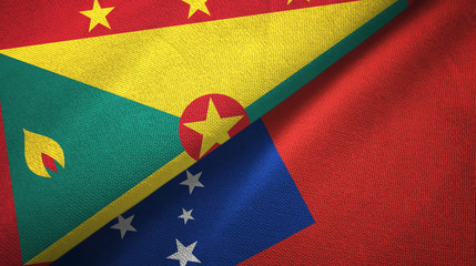 Grenada and Samoa two flags textile cloth, fabric texture