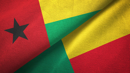 Guinea-Bissau and Benin two flags textile cloth, fabric texture 