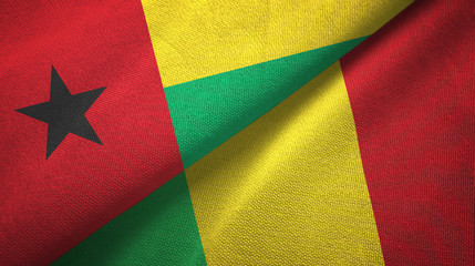 Guinea-Bissau and Mali two flags textile cloth, fabric texture