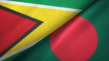 Guyana and Bangladesh two flags textile cloth, fabric texture 
