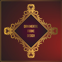 Luxury golden frame design. Gold frame background design with luxury floral ornament. Applied in invitation designs, cards, and decorative ornaments