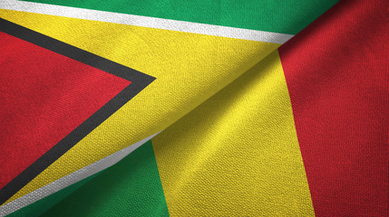 Guyana and Mali two flags textile cloth, fabric texture