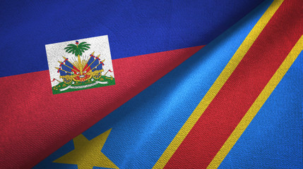 Haiti and Congo Democratic Republic two flags textile cloth