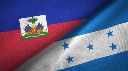 Haiti and Honduras two flags textile cloth, fabric texture