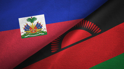 Haiti and Malawi two flags textile cloth, fabric texture
