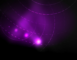 Dark space with neon color glowing lights abstract background
