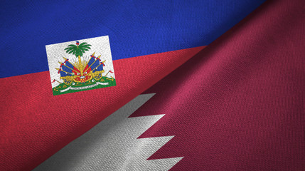 Haiti and Qatar two flags textile cloth, fabric texture