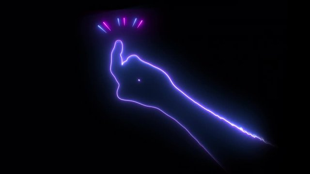 Neonlight multicolored Hand gestures and snaps without Text &bdquo;SNAP&ldquo;. (on Alpha) 4K