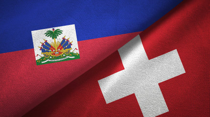 Haiti and Switzerland two flags textile cloth, fabric texture
