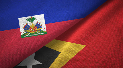 Haiti and Timor-Leste East Timor two flags textile cloth, fabric texture