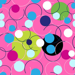 Seamless Abstract bright pattern of circles and curls