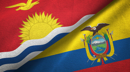 Kiribati and Ecuador two flags textile cloth, fabric texture