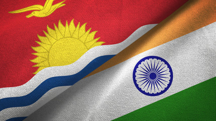 Kiribati and India two flags textile cloth, fabric texture