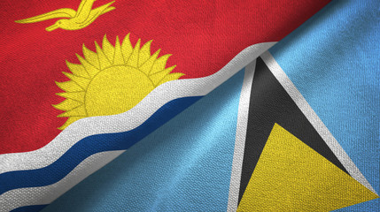 Kiribati and Saint Lucia two flags textile cloth, fabric texture