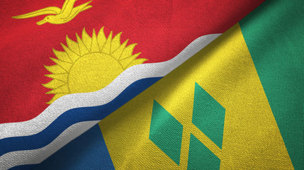 Kiribati and Saint Vincent and the Grenadines two flags textile cloth