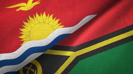 Kiribati and Vanuatu two flags textile cloth, fabric texture