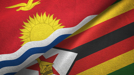 Kiribati and Zimbabwe two flags textile cloth, fabric texture