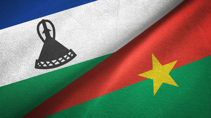 Lesotho and Burkina Faso two flags textile cloth, fabric texture 