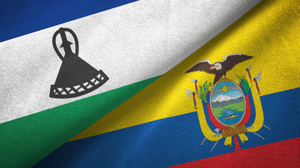 Lesotho and Ecuador two flags textile cloth, fabric texture
