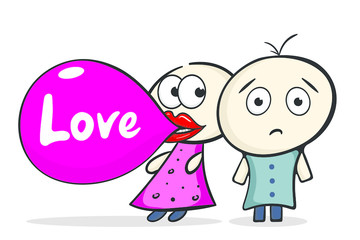 Crazy chewing girl and boy