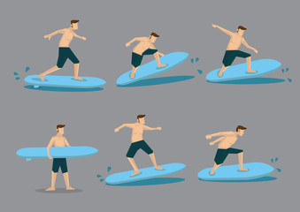 Surfer Surfboard Vector Character Illustration