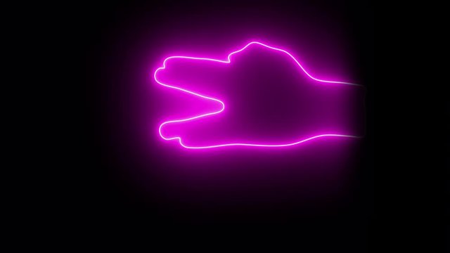 Neonlight pinkcolored Hand signs Spock Sign. (on Alpha) 4K