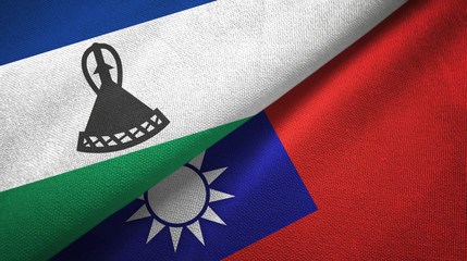 Lesotho and Taiwan two flags textile cloth, fabric texture