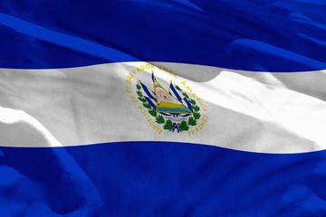 Waving El Salvador flag for using as texture or background, the flag is fluttering on the wind