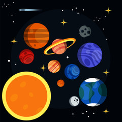 sistema solar flat vector